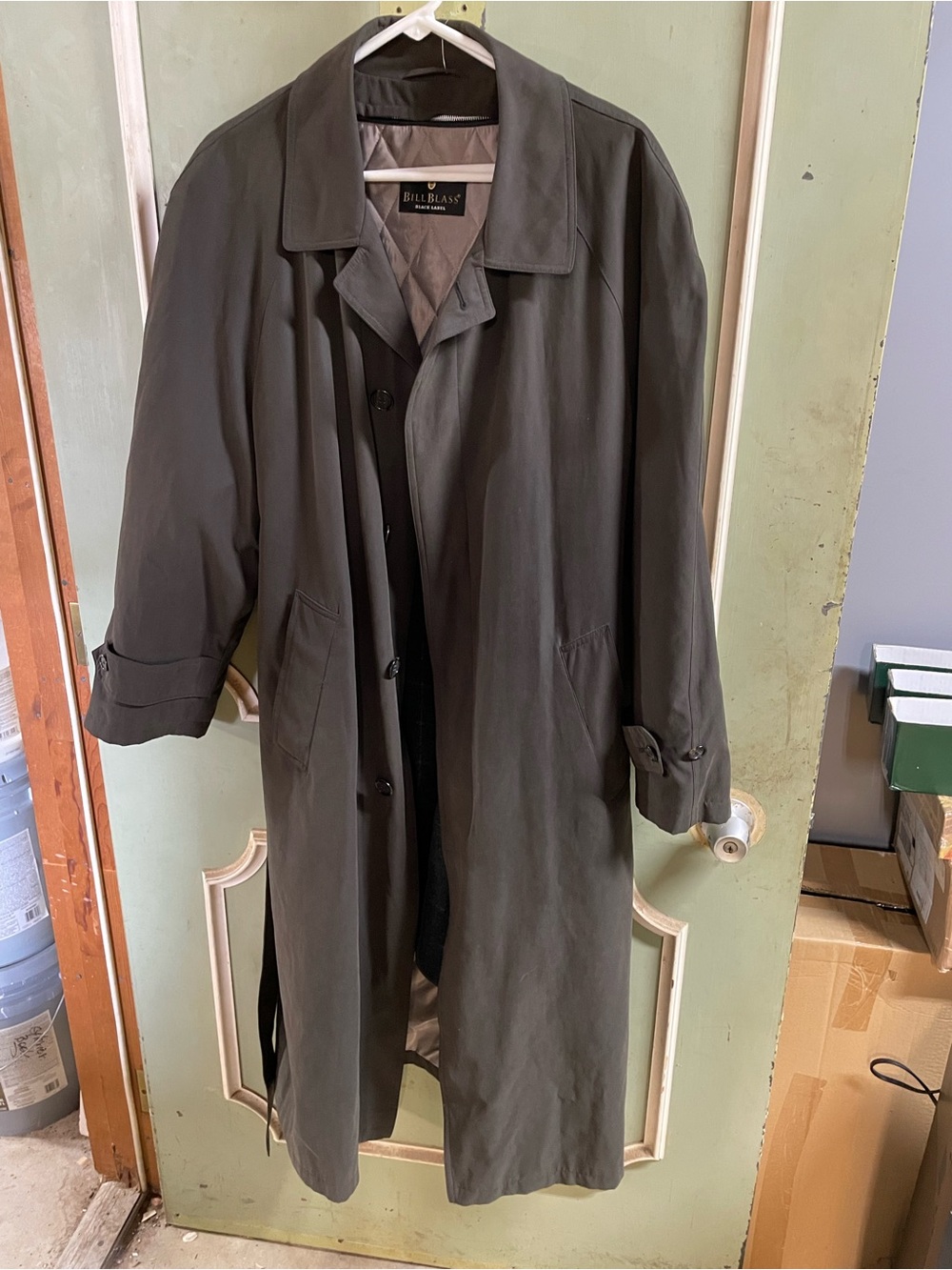 gray Bill Blass Black Label button-up winter trench coat 38 regular